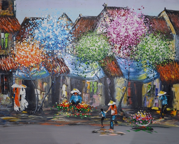 Tranh Sơn Dầu Chợ Hoa 1